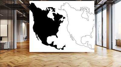 North America map vector illustration, scribble sketch North America Wall mural