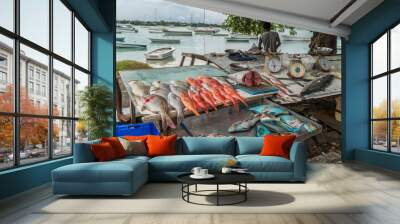 Fish market on Mauritius island Wall mural