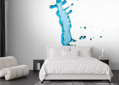 Interestingly Shaped Water Splash and Droplets Against Pure White Background Wall mural