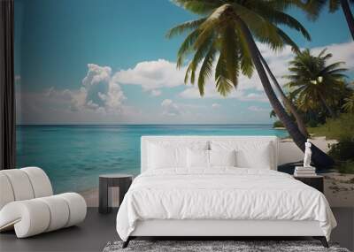 beach with palm trees Wall mural