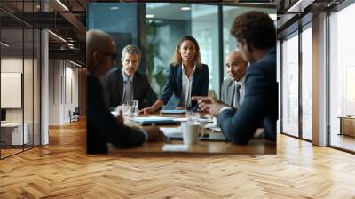 Diverse business group having a meeting in boardroom Wall mural