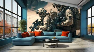 Soldiers in action Wall mural