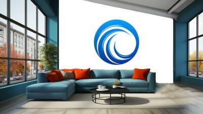 ocean wave swirl curl blue vector logo Wall mural