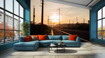 railway in the sunset Wall mural