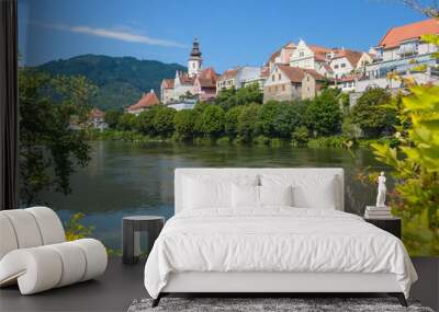 Old architecture of Frohnleiten-small city above Mur river, Stiria, Austria. Wall mural