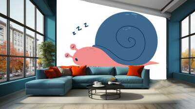 sleeping snail cartoon illustration Wall mural