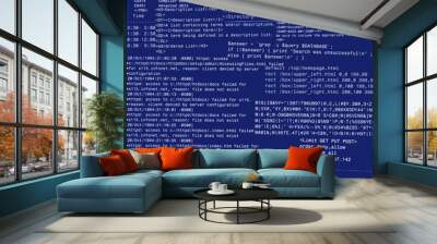 Abstract html code design on a dark blue background Wall mural