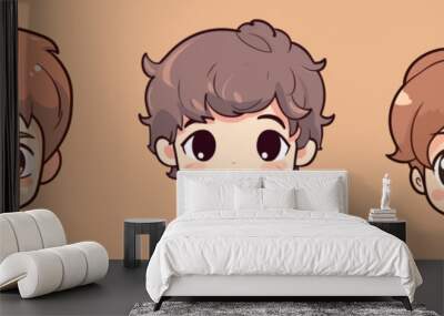 Cute boy cartoon avatar vector illustration Wall mural