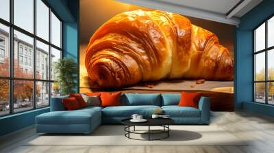 Freshly baked croissants with a thin crust glistening with butter Wall mural