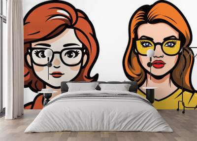 Girl with glasses Illustration Portfolio Wall mural