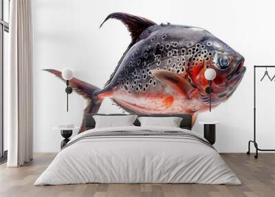 Opah Fish Isolated on White Background Deep Sea Marine Species Close-Up Wall mural