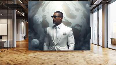 black man in white suit  Wall mural