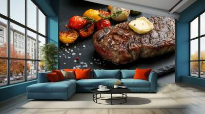 Delicious Grilled Steak with Colorful Vegetables Wall mural