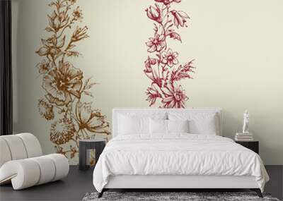 Floral branches retro style Wall mural