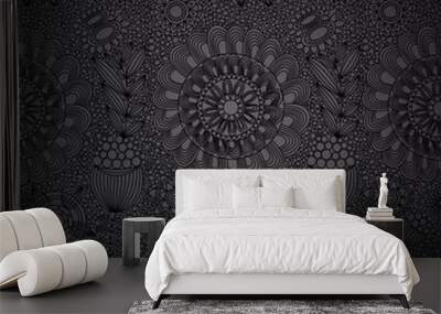 Floral line work seamless pattern Wall mural