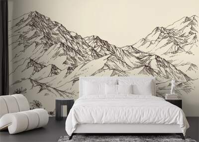 Mountain peaks, altitude landscape Wall mural