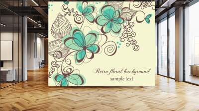 Retro floral background Wall mural