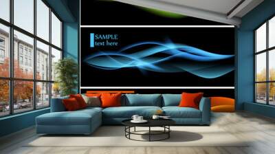 Shiny color waves over dark vector backgrounds Wall mural