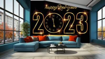 happy new year 2023 gold text background Wall mural