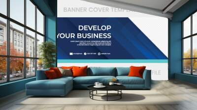 blue banner abstract background linkedin cover social media template vector design Wall mural