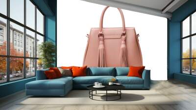 Elegant handbag featuring a tassel and polished exterior isolated on transparent background Wall mural