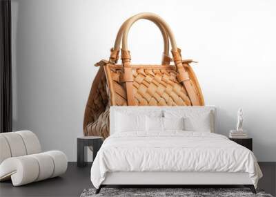 Elegant handbag with intricate woven pattern and chic design isolated on transparent background Wall mural