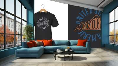 Kentucky state t-shirt typography design. USA american state hand drawn lettering. Made in Kentucky slogan, phrase, quote. Vector illustration. Wall mural