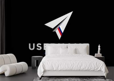 simple paperplane logo design inspiration . jet plane logo design template . let logo design inspiration . simple jet icon  Wall mural