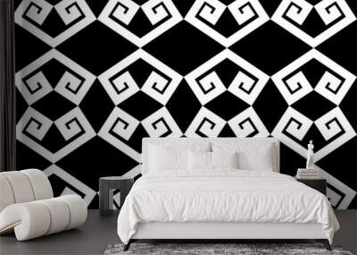 Black and white Geometric ethnic oriental pattern traditional Design for background,carpet,wallpaper,clothing,wrapping,Batik,fabric,Vector illustration embroidery style. Wall mural