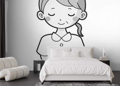 おじぎをする白衣を着たシニア女性のイラスト Wall mural