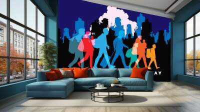 International Migrants Day, migration concept illustration, vector illustration Wall mural