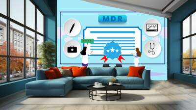 MDR - Medical Device Regulation Concept With icons. Cartoon Vector People Illustration Wall mural