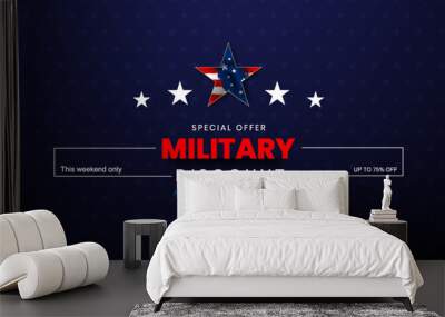 Military discount background, Military Discounts with US flag, military sale banner, vector illustration Wall mural