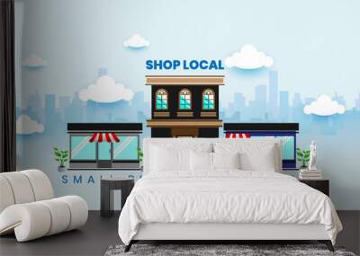 Small Business Saturday,  local holiday shopping concept, Poster, card, banner design. Vector illustration  Wall mural