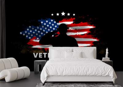 Veterans day poster. Veteran's day illustration with american flag, 11th November, Vector illustration  Wall mural