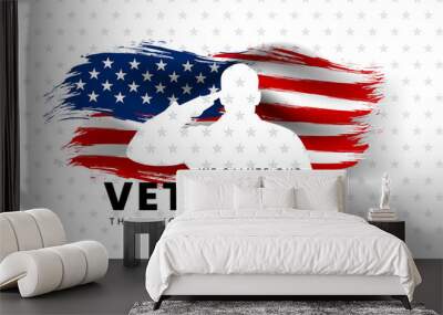 Veterans day poster. Veteran's day illustration with american flag, 11th November, Vector illustration  Wall mural