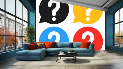 Question mark in speach bubble pictogram. Isolated flat vector icon set. Query symbol, support logotype element. Wall mural