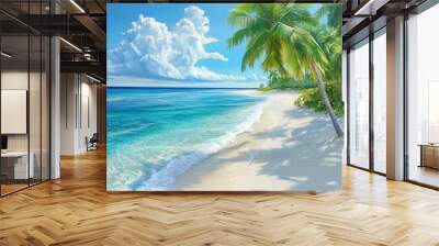 beach with palm trees Wall mural