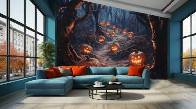 halloween pumpkin in the garden Wall mural