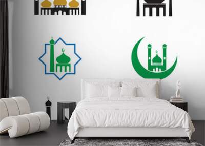 Mosque icon vector Illustration design template Wall mural