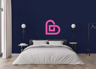 letter b with love logo icon design vector design template inspiration Wall mural