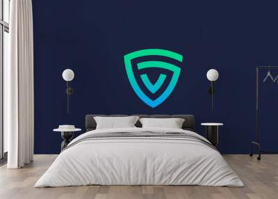 letter gv shield logo icon design vector design template inspiration Wall mural