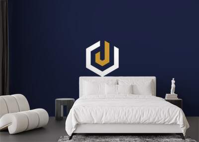 letter j hexagon logo icon design vector design template inspiration Wall mural