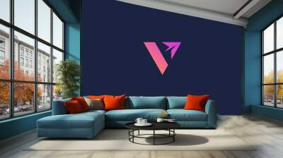 letter v with plane logo icon design vector design template inspiration Wall mural