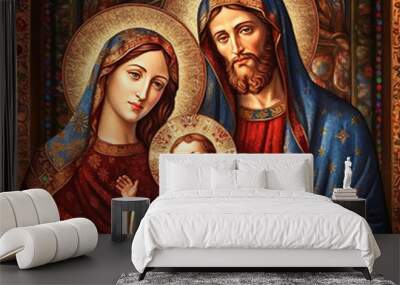 Biblical representation of jesus christ in Byzantine art. AI generativ.. Wall mural