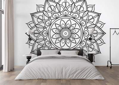 Black and white mandala to colour. AI generative. Wall mural