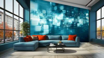 Digital security and threats from hackers. AI generative. Wall mural