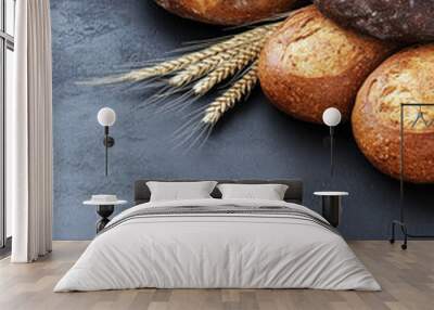 Freshly baked fragrant homemade bread. Ai generative. Wall mural