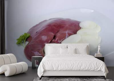 Frische schweineleber mit Zwiebel Wall mural