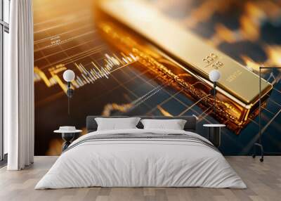 Global gold business investment market. AI generative. Wall mural